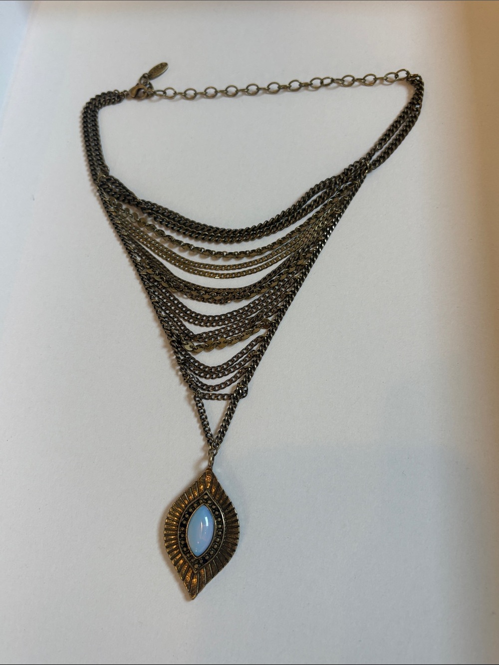 Ettika Boho Burnished Gold-Tone Layered Necklace with Blue-moonstone NWT